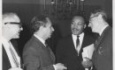 Rabbi Joachim Prinz, Dr. Martin Luther King, Jr., and Shad Polier at an American Jewish Congress fundraising event in 1963. (Photo via American Jewish Historical Society)